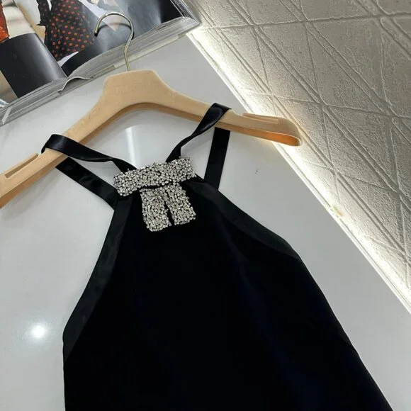 Miu Miu ♥ 2025 New Rhinestone Halter Neck Dress - Picture 7 of 8